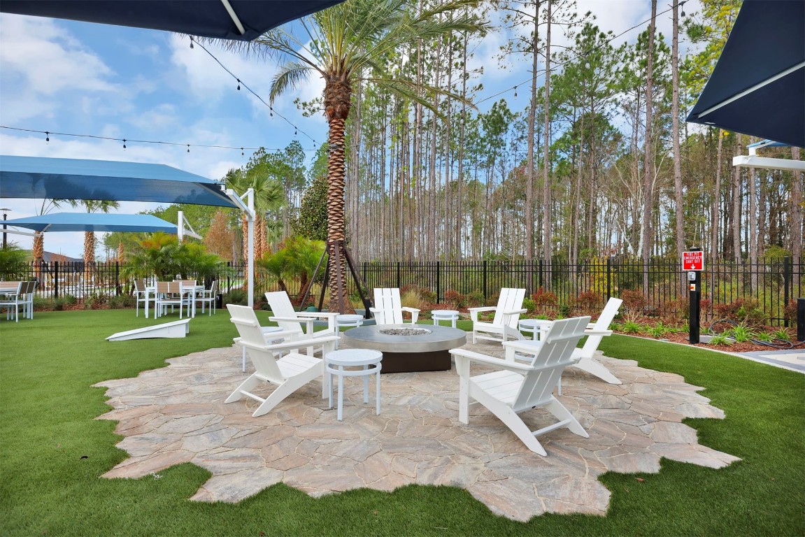 608 Ecliptic Loop Yulee, FL 32097 - Photo 38 of 45 a view of a patio with chairs and a yard
