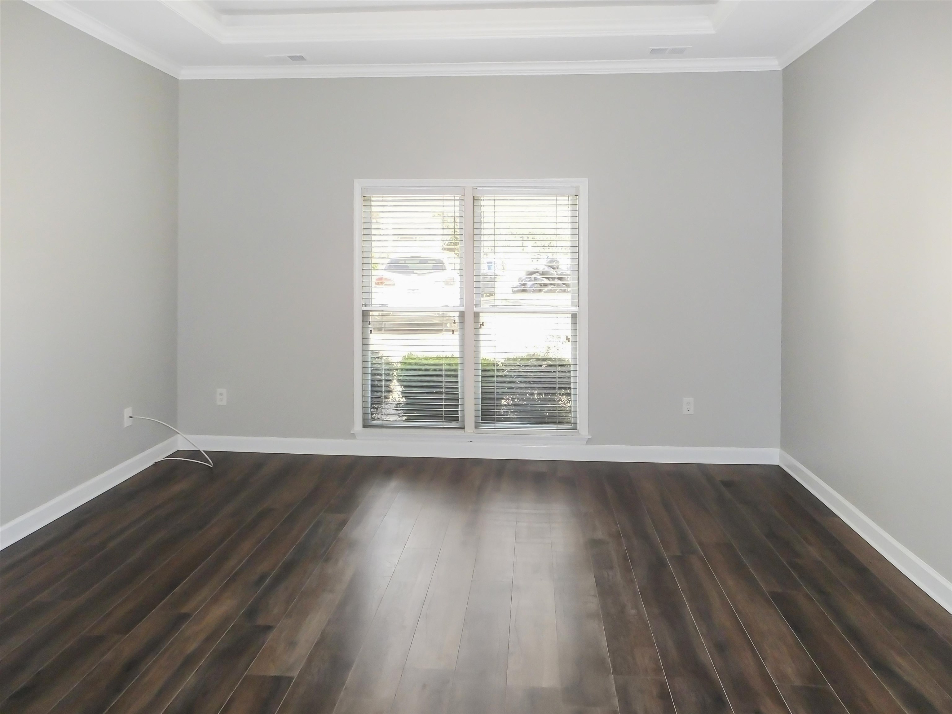 4323 Country Bridge Road Lakeland, TN 38002 - Photo 22 of 35 Spare room with a tray ceiling, baseboards, and dark wood-style flooring