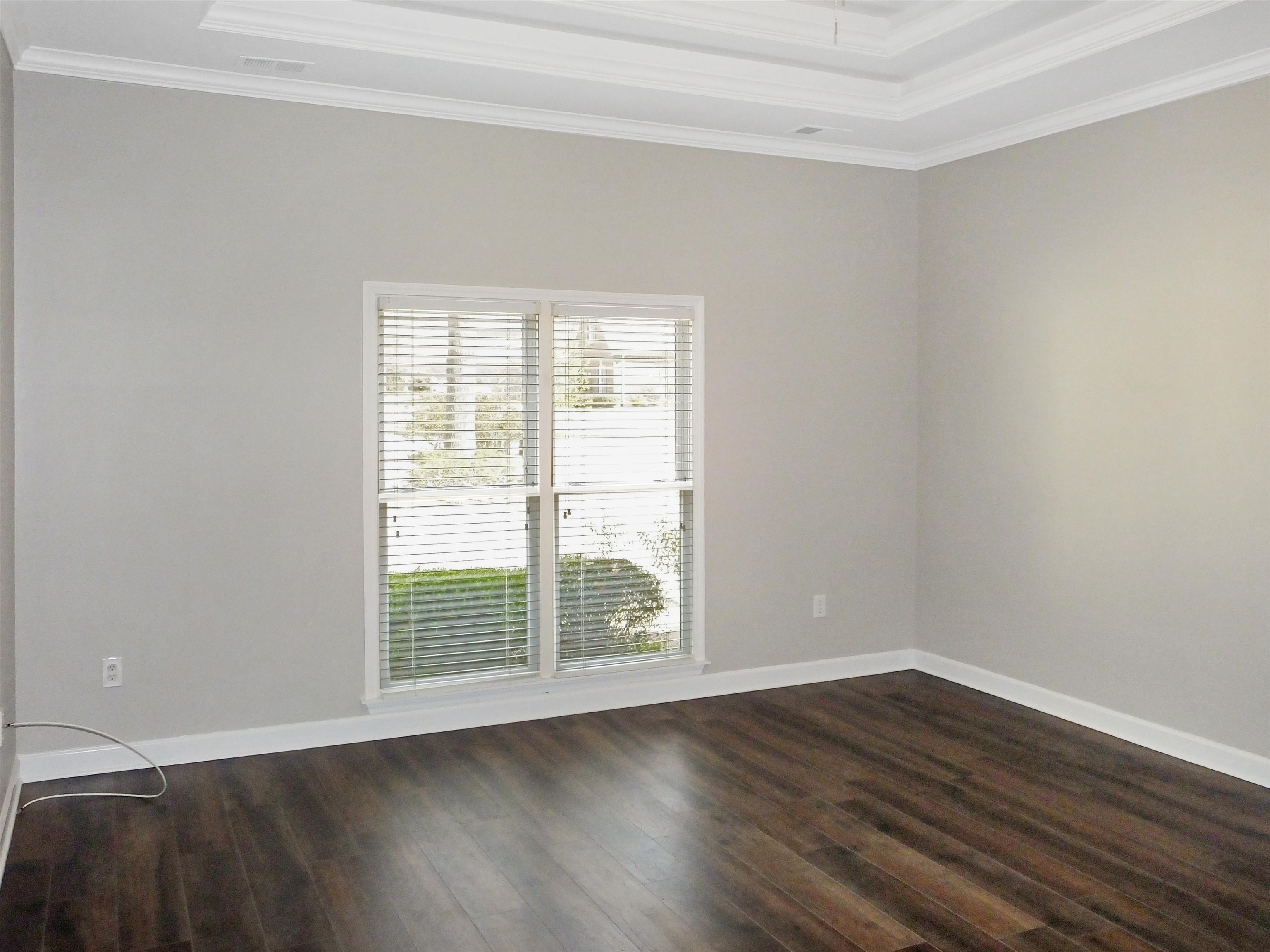 4323 Country Bridge Road Lakeland, TN 38002 - Photo 23 of 35 Spare room featuring dark wood-style floors, baseboards, and ornamental molding