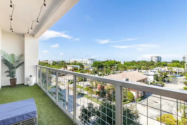 a view of city from a balcony