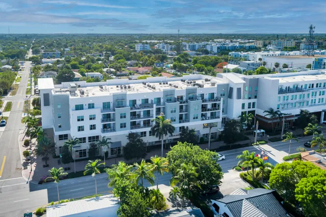 a view of a city and tall buildings