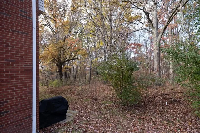 a view of a back yard from a corridor