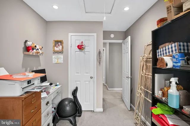 a storage room with furniture