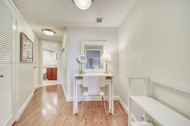 a view of a hallway with a elevator