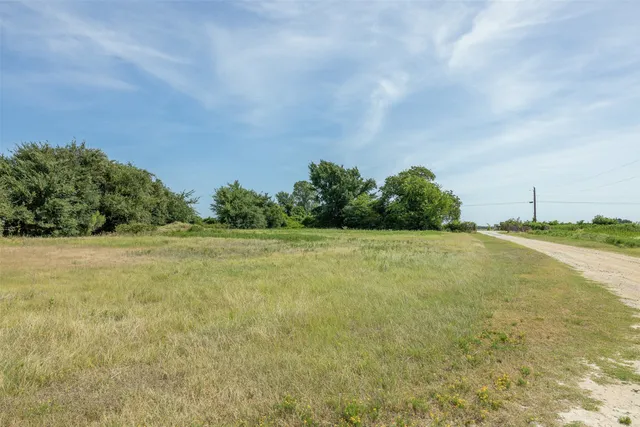 a view of a field with an trees