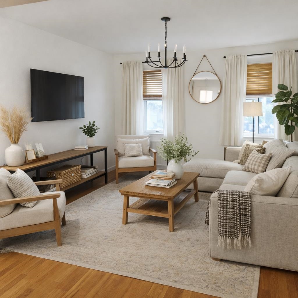 617 Madison Street, Unit 2A Hoboken, NJ 07030 - Photo 2 of 11 a living room with furniture and a flat screen tv