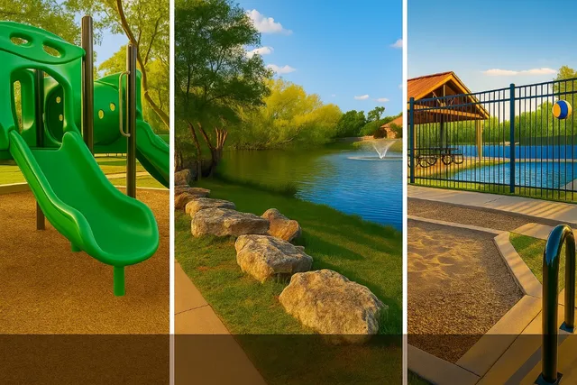a view of swimming pool from a balcony