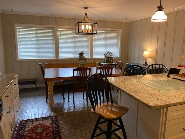 a view of a dining room and livingroom