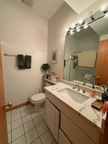 a bathroom with a sink a toilet and mirror