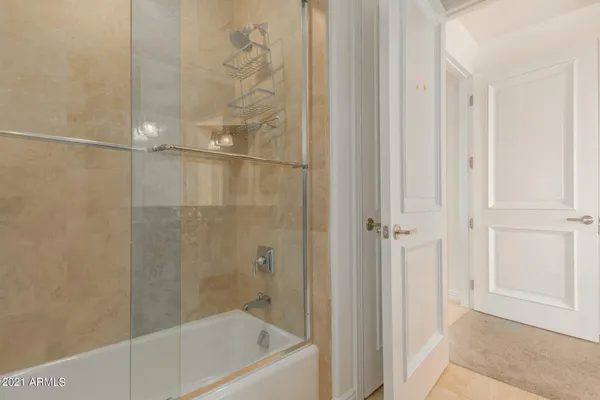 a bathroom with a bathtub