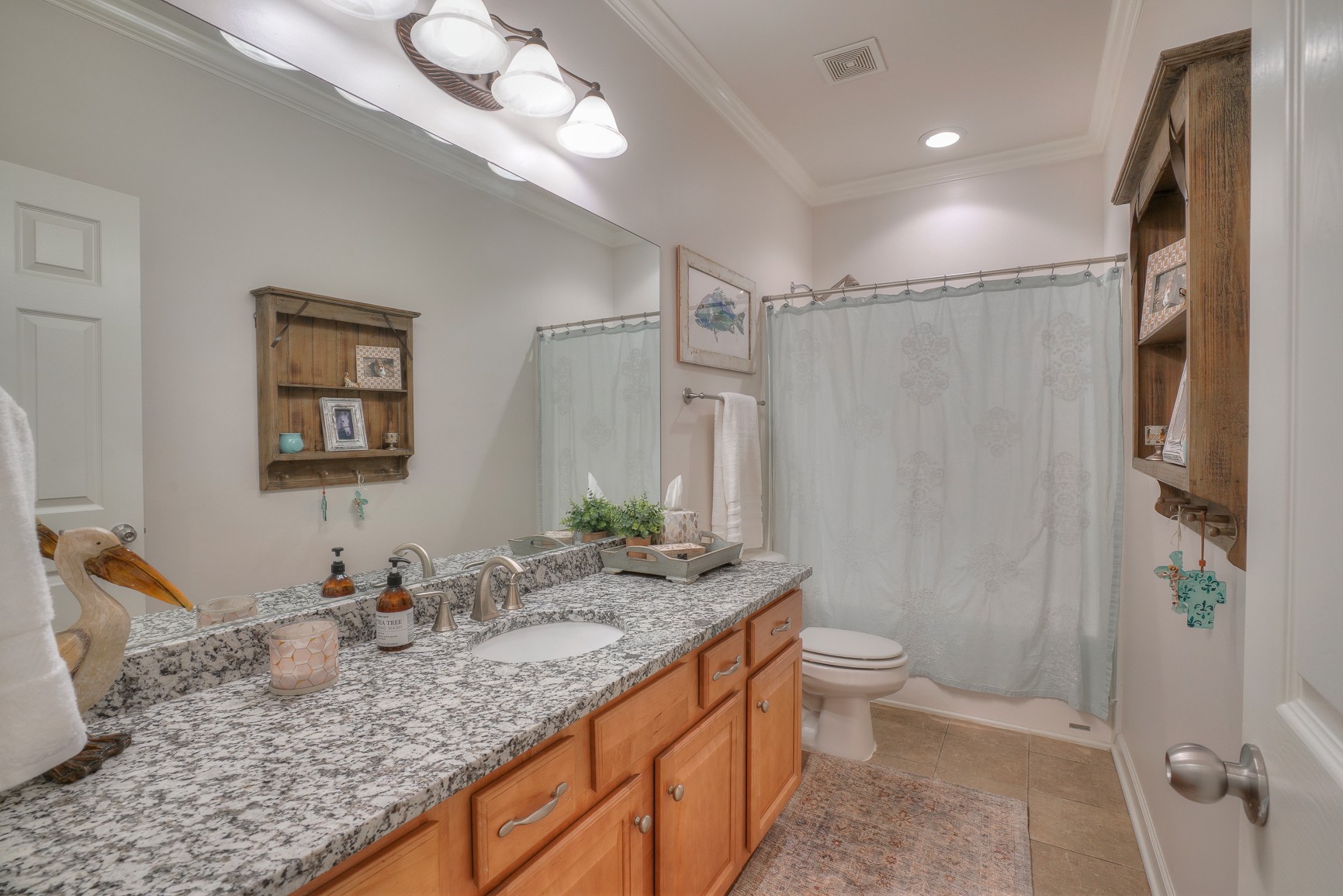 1211 Marathon Drive Murfreesboro, TN 37129 - Photo 29 of 37 a bathroom with a granite countertop sink toilet and shower