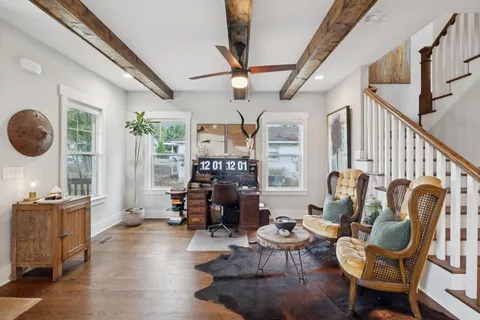 a living room with furniture