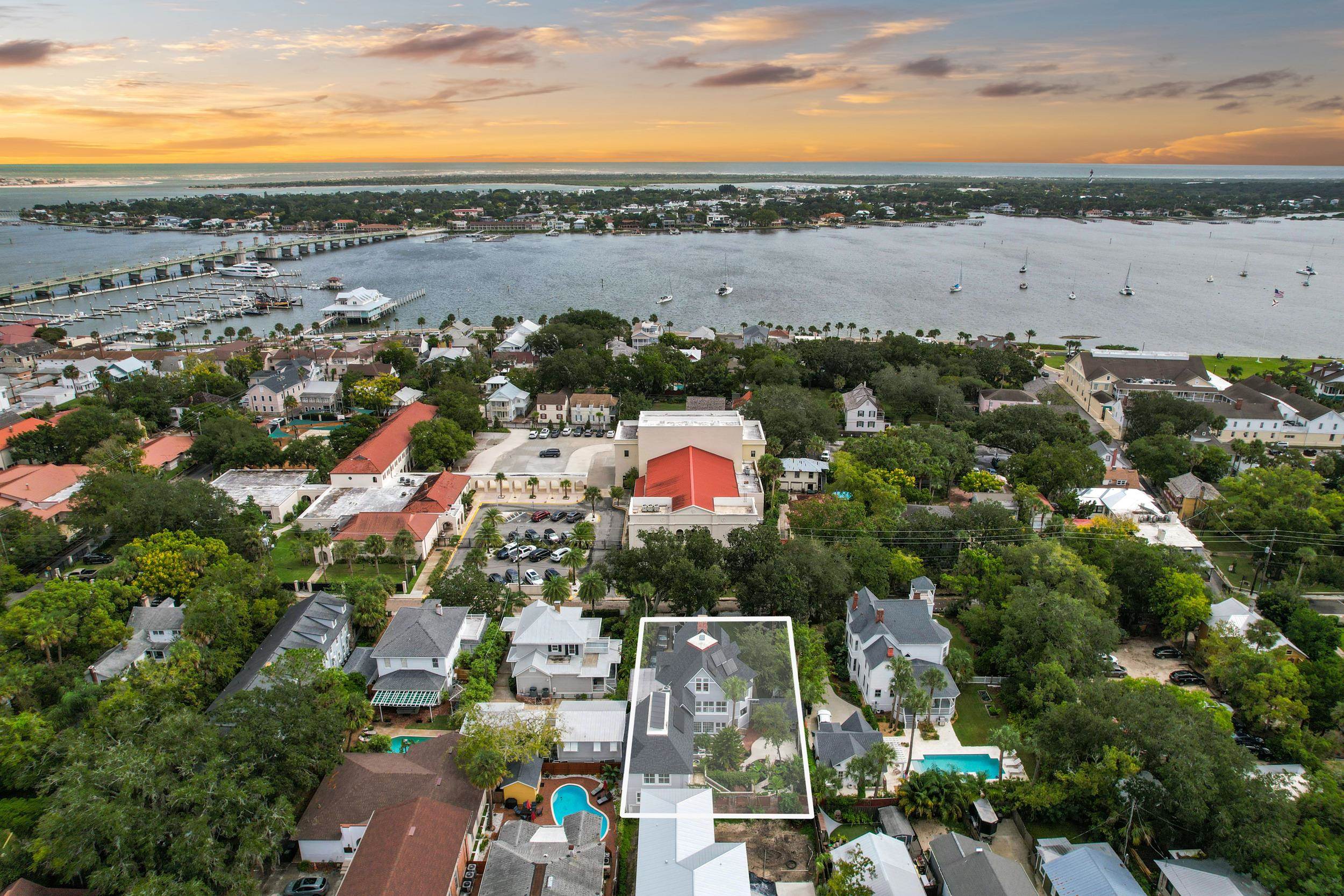 268 St George Street St. Augustine, FL 32084 - Photo 68 of 71 an aerial view of lake and residential houses with outdoor space
