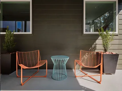 a view of outdoor space with seating