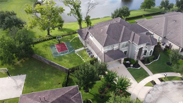 an aerial view of a house