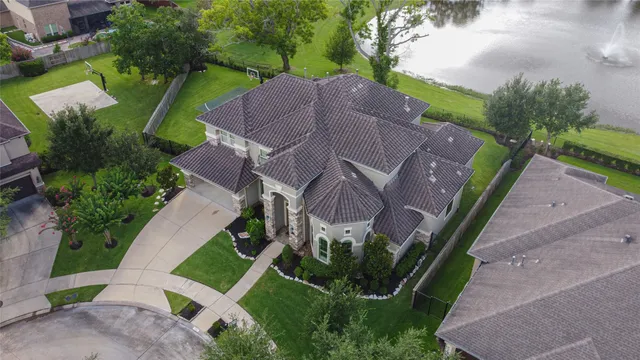 an aerial view of a house