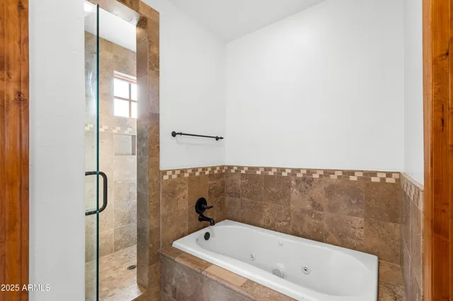 a bathroom with a bathtub