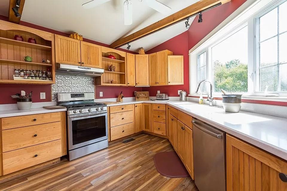 163 Pleasant View Road Staunton, VA 24401 - Photo 15 of 50 a kitchen with stainless steel appliances granite countertop a sink a stove and a refrigerator