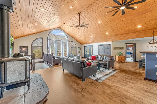 a living room with furniture