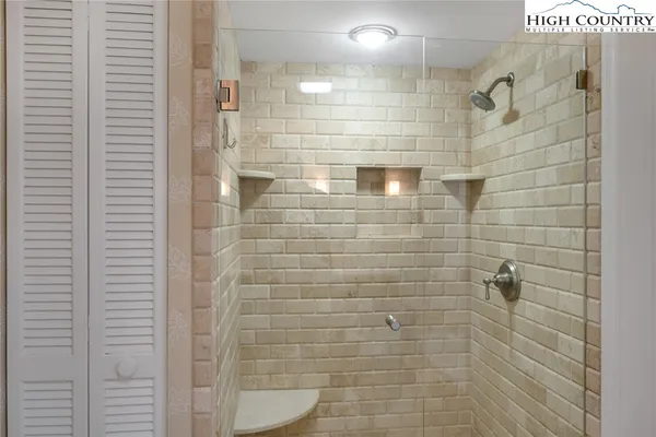 a bathroom with a shower