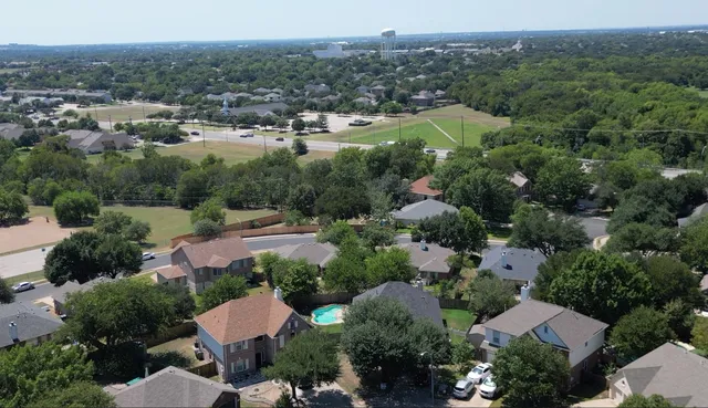 an aerial view of multiple house