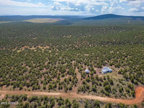 a view of a small yard and a wooden bench