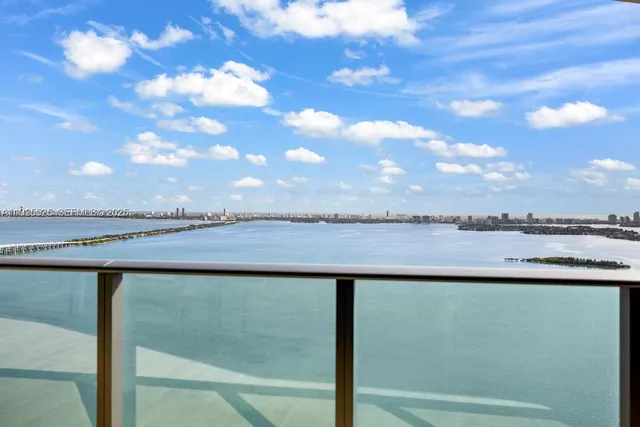 a view of lake from a balcony