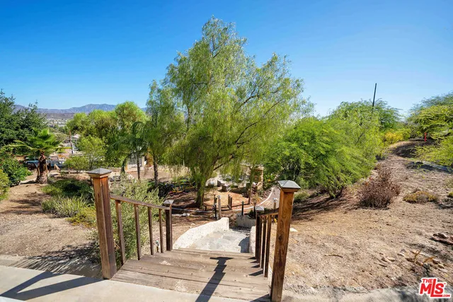 a view of a city with a mountain