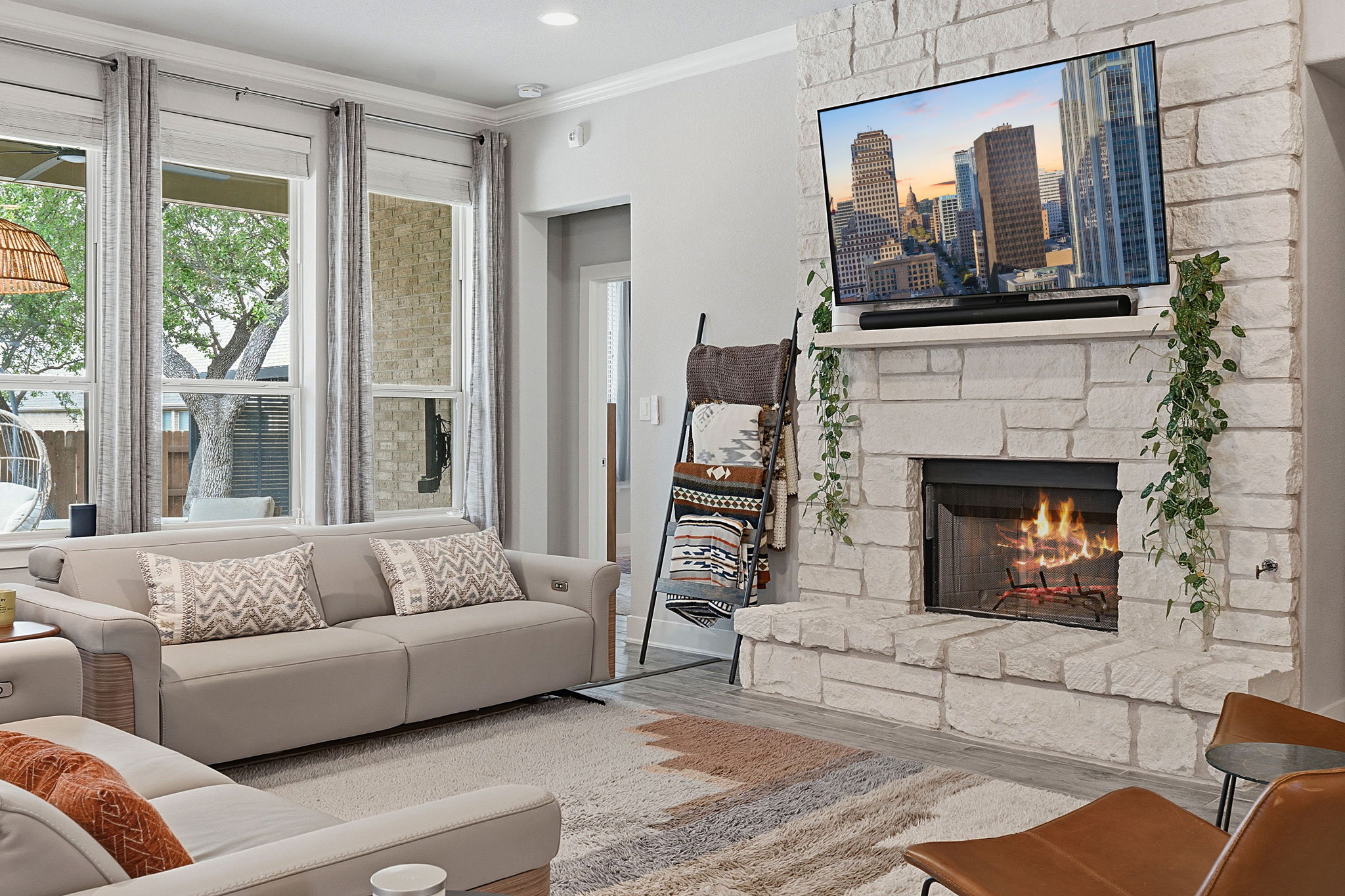 104 Red Granite Road Georgetown, TX 78633 - Photo 6 of 36 a living room with furniture and a fireplace