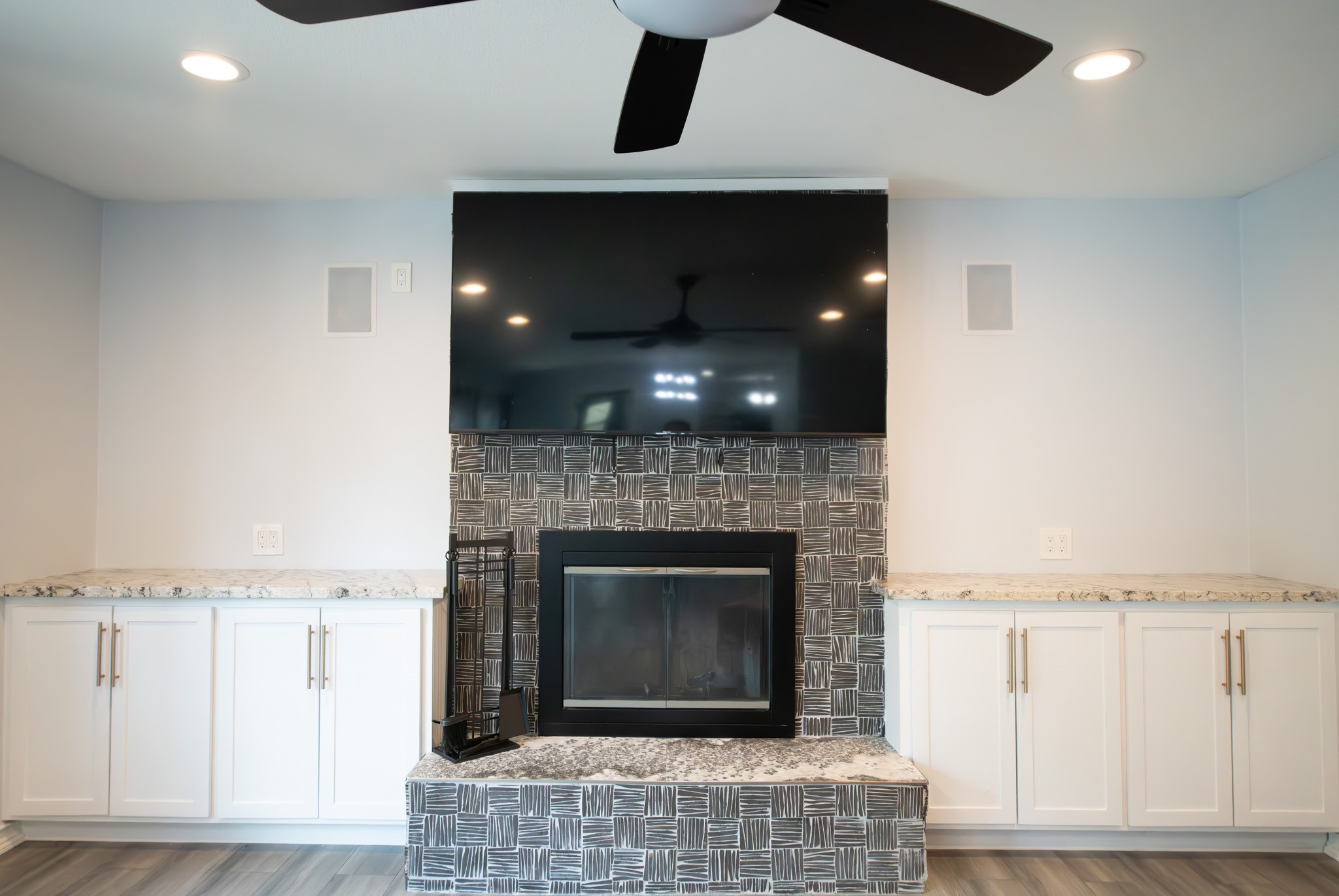 17106 Spring Creek Forest Drive Spring, TX 77379 - Photo 18 of 50 a living room with furniture and a fireplace