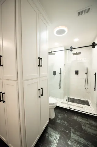 a bathroom with a shower