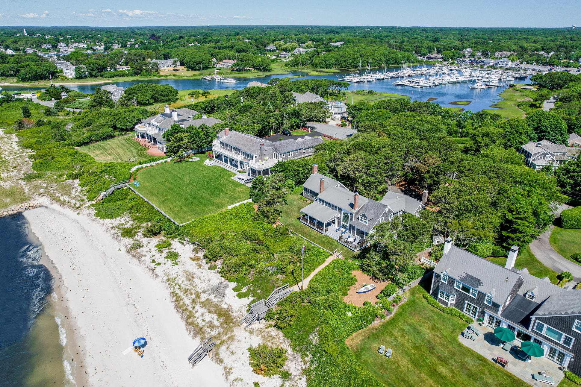 an aerial view of multiple house