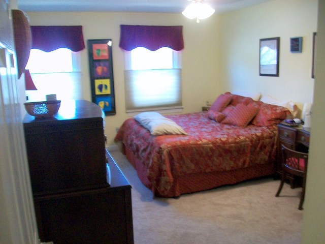 1224 Giese Road Batavia, IL 60510 - Photo 12 of 25 a bedroom with a bed and a lamp on dresser next to a window