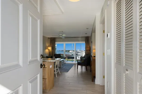 a view of a kitchen and dining room