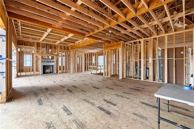 a view of a room with wooden walls