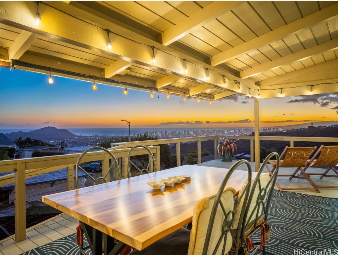 a view of a patio with swimming pool