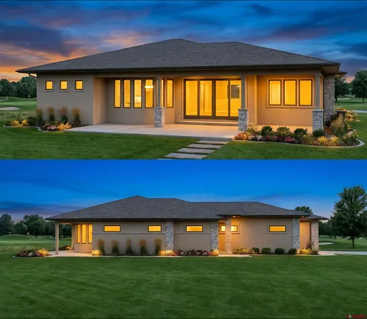 a front view of a house with a big yard