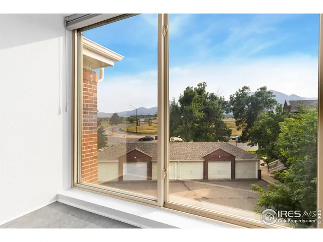 a view of a balcony from a window