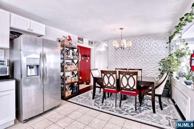 a table and chairs in a room