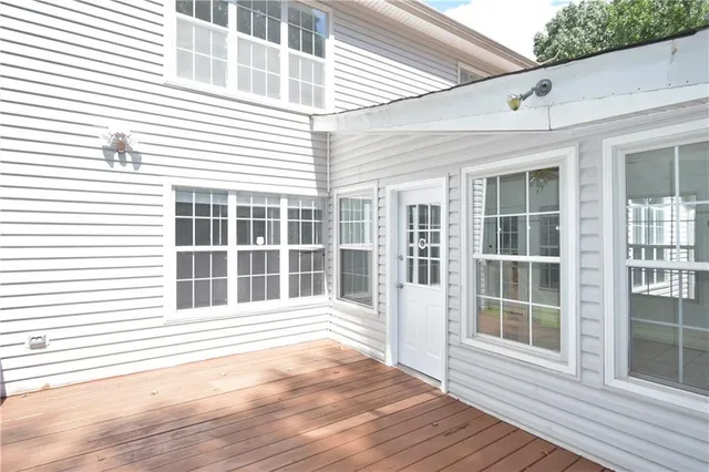 a view of a house with a large window