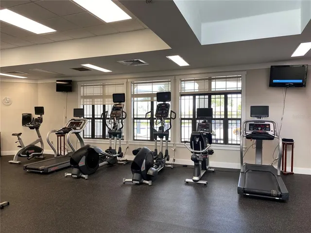 a view of a room with gym equipment