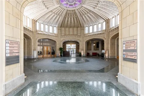 a view of a large building with a outdoor space