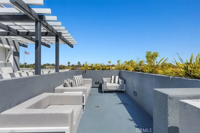 a terrace with outdoor seating