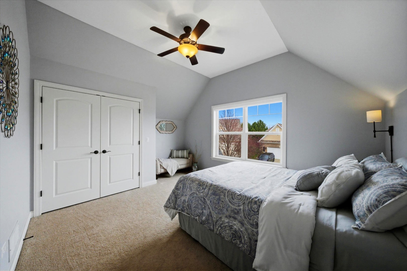 2061 Windham Circle Wheaton, IL 60187 - Photo 25 of 35 a bedroom with a bed and a chandelier
