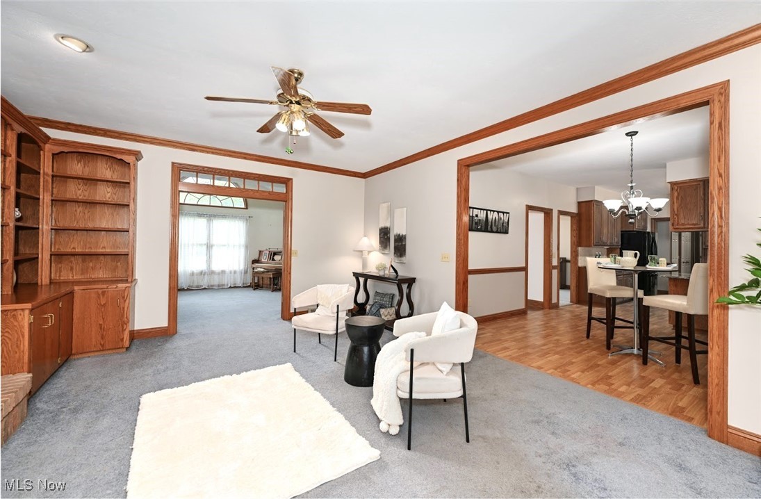 452 Herbert Road Akron, OH 44312 - Photo 8 of 48 *COZY FAMILY ROOM W/FIREPLACE, BUILT IN SHELVING AND CABINETS, CEILING FAN NEAR LIVING RM AND EAT IN KITCHEN W/9 FT CEILING ~