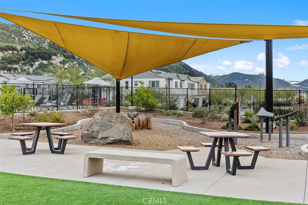 344 Zest Lane Fallbrook, CA 92028 - Photo 34 of 36 a view of patio with table and chairs under an umbrella