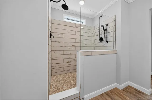 a bathroom with a shower