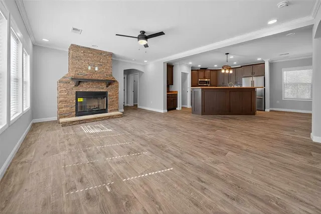 a view of a livingroom with a fireplace