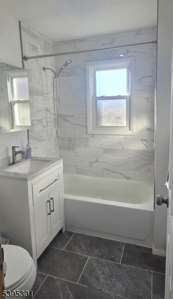 14 West Sterling Street, Unit 2 Wharton, NJ 07885 - Photo 30 of 35 a bathroom with a granite countertop sink a toilet and shower