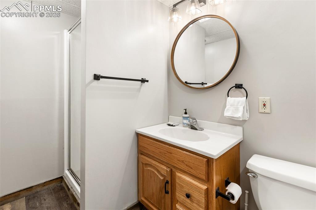 170 Ridge Road Divide, CO 80814 - Photo 30 of 50 a bathroom with a sink mirror vanity and toilet